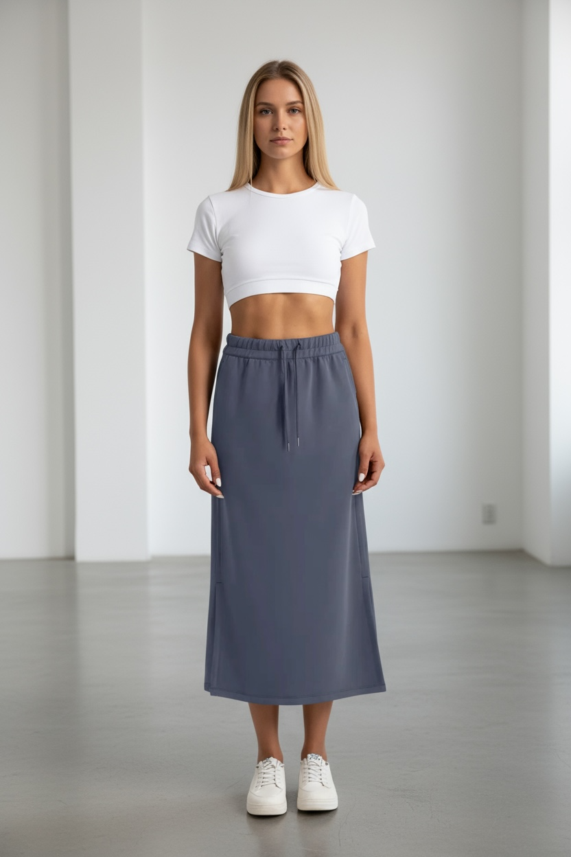 Breezy Eco-Friendly High-waisted Midi Sports Skirt