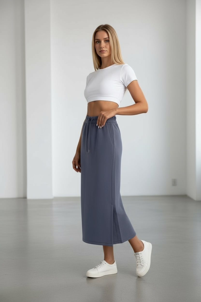Breezy Eco-Friendly High-waisted Midi Sports Skirt