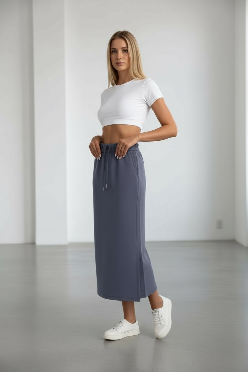 Breezy Eco-Friendly High-waisted Midi Sports Skirt
