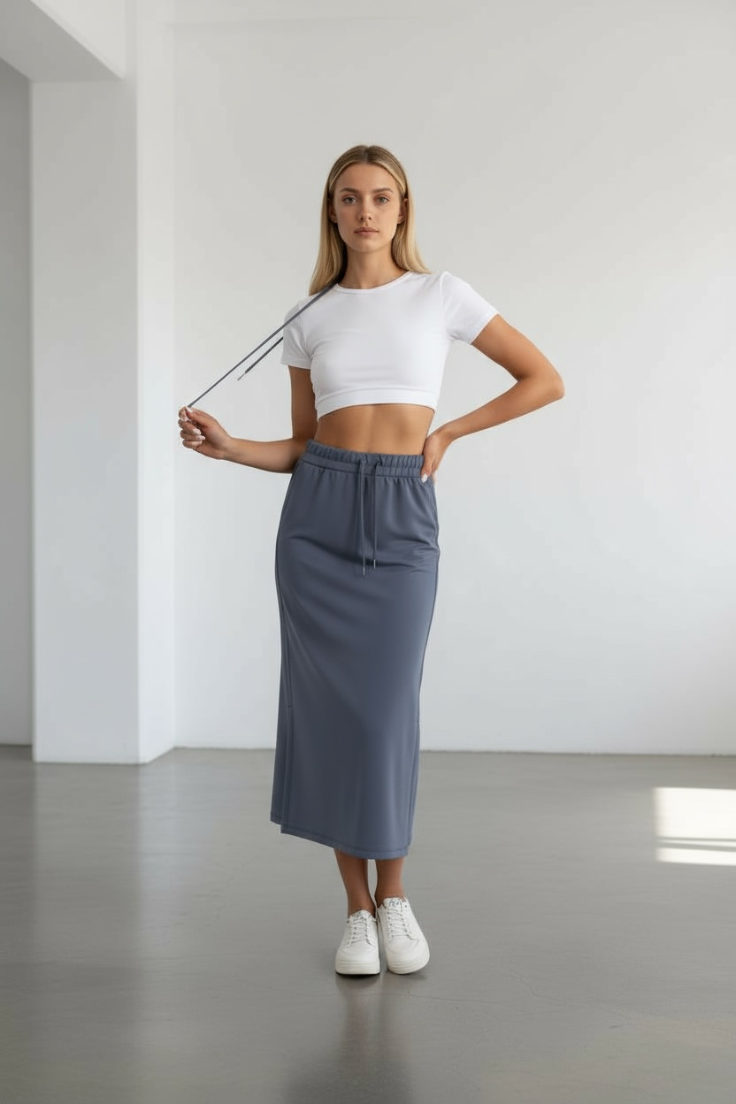 Breezy Eco-Friendly High-waisted Midi Sports Skirt