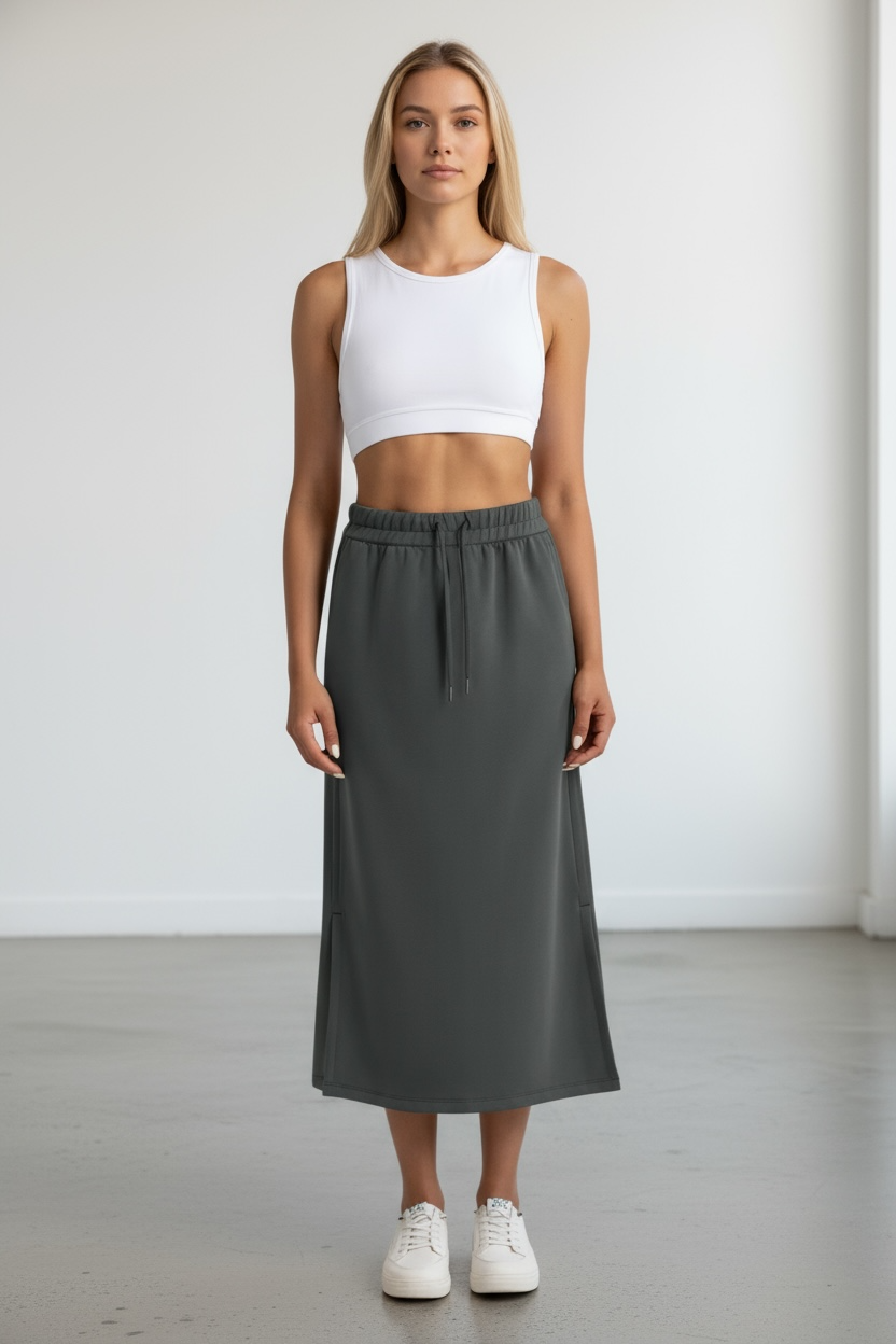 Breezy Eco-Friendly High-waisted Midi Sports Skirt