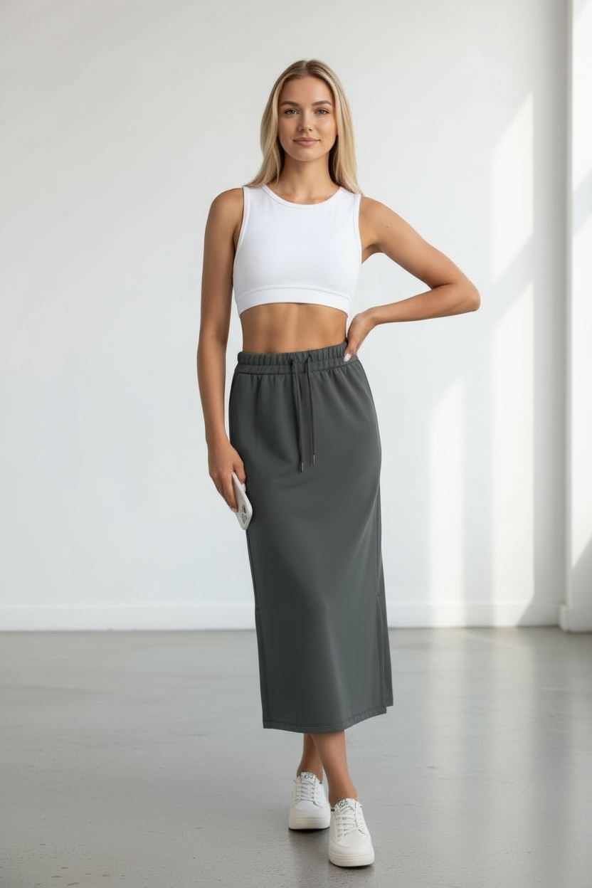Breezy Eco-Friendly High-waisted Midi Sports Skirt