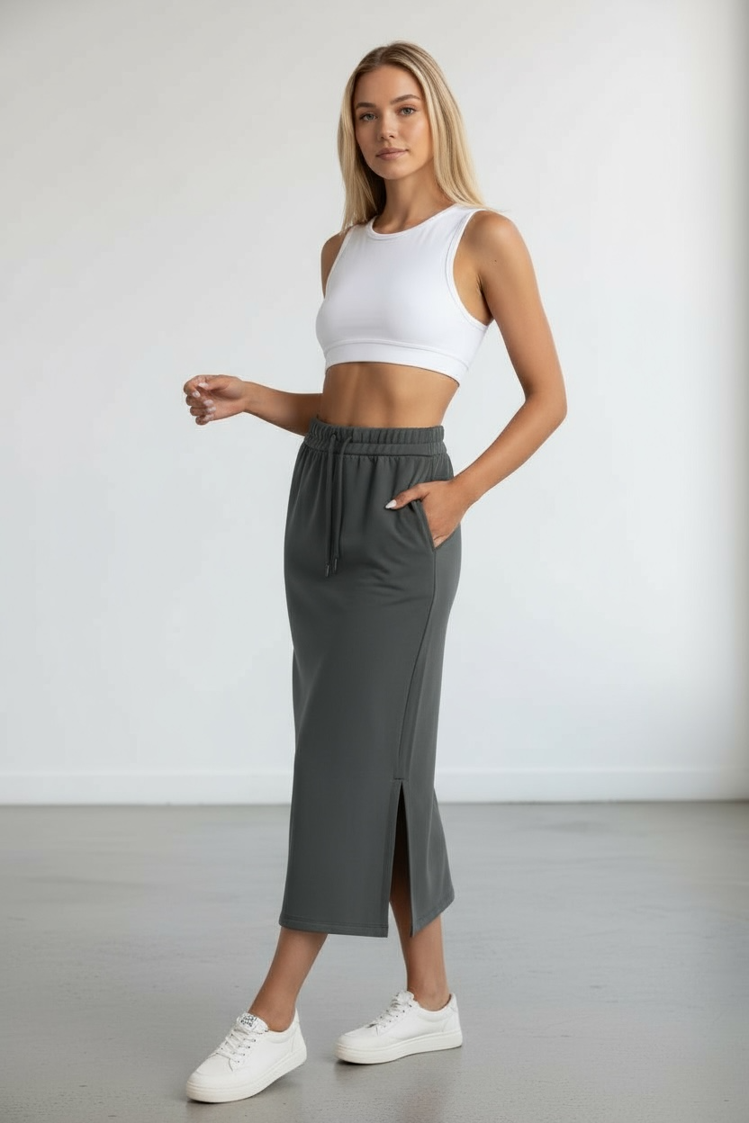 Breezy Eco-Friendly High-waisted Midi Sports Skirt