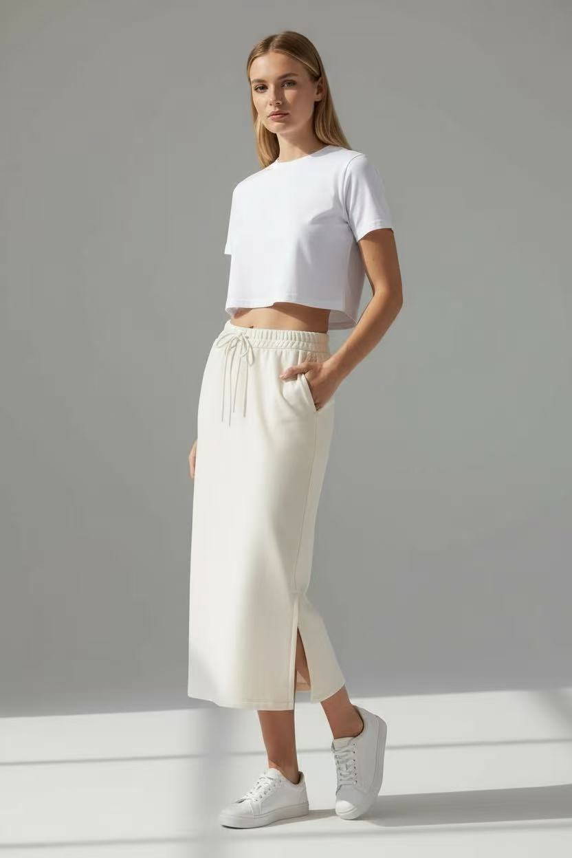 Breezy Eco-Friendly High-waisted Midi Sports Skirt