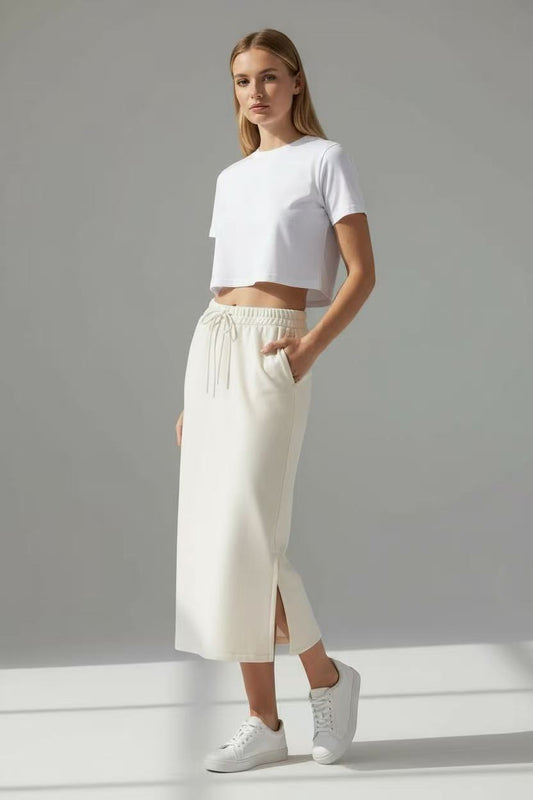 Breezy Eco-Friendly High-waisted Midi Sports Skirt