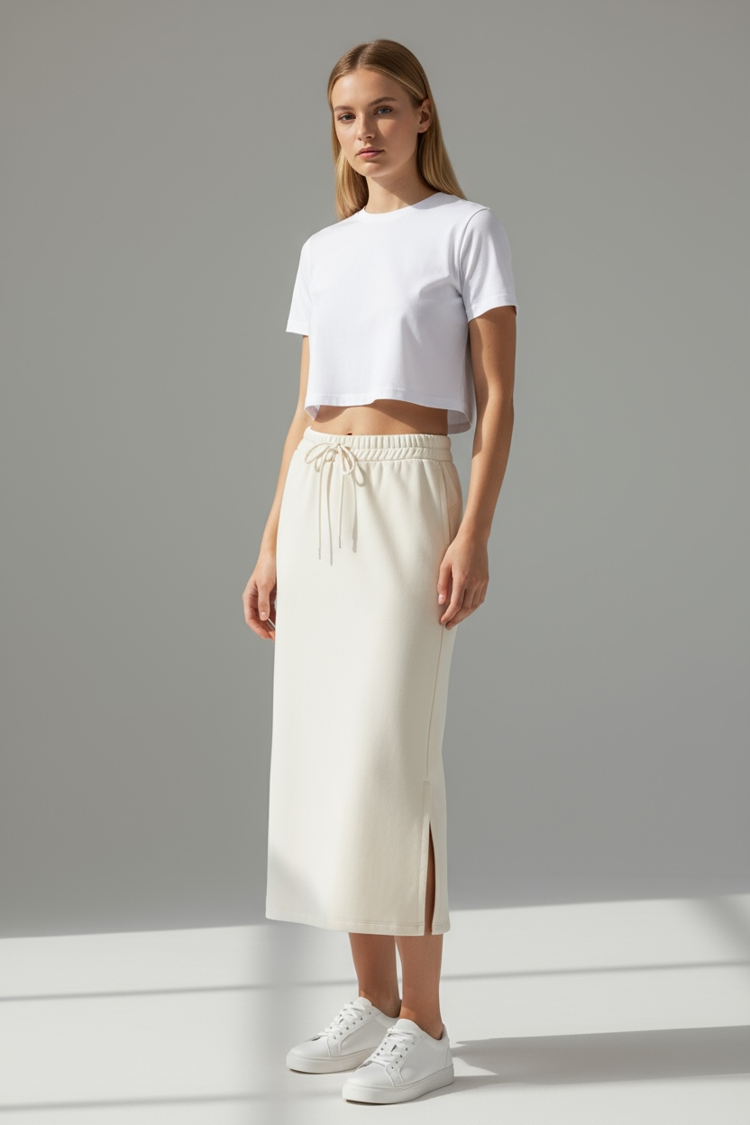 Breezy Eco-Friendly High-waisted Midi Sports Skirt